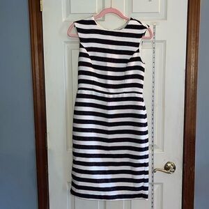 Banana Republic-2-red/white/blue striped knee length,sheath,boucle knit, dress.